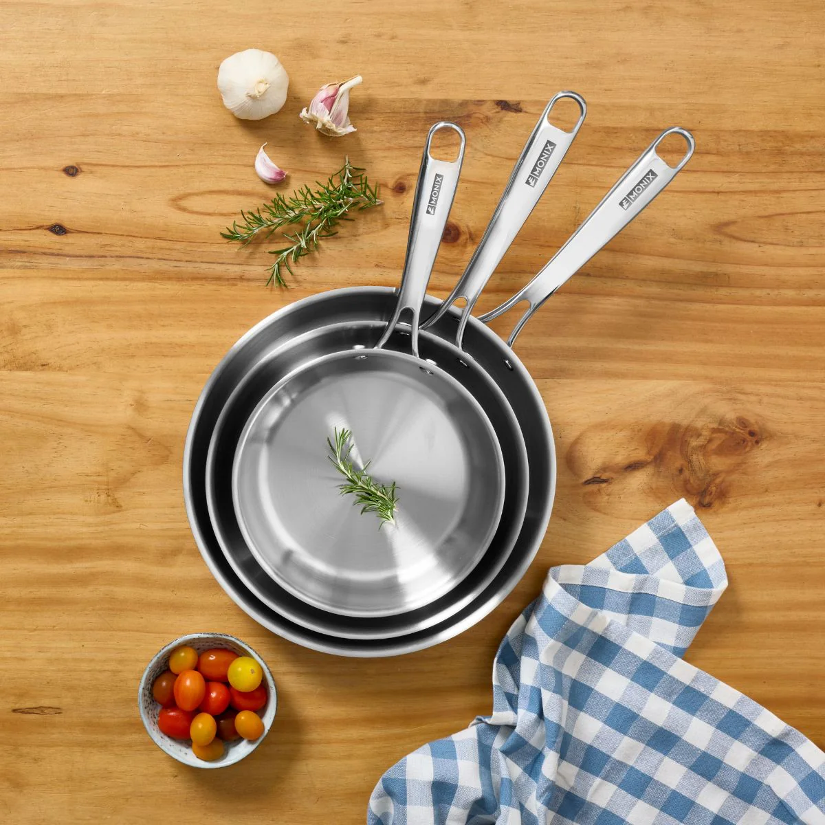 Set de 3 sartenes de acero inoxidable triply sin antiadherente Planet Inox - Image 7